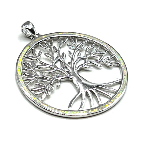 Sterling Silver with Opal Tree of Life Pendant